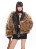 Reversible fur hooded warm jacket