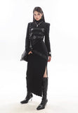 Knitted Patchwork Leather Dres