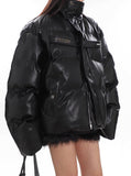 PU Leather Deconstructed Strap Jacket