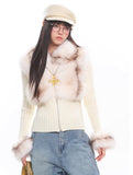 Faux Fur Splice Knit Cardigan