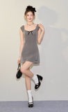 Bowknot U-neck sleeveless waist sweet A-line dress