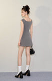 Bowknot U-neck sleeveless waist sweet A-line dress