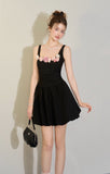 Black Floral Tulle Suspender Dress