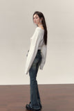 Off-shoulder design clavicle knit sweater wool tops