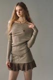 Off-shoulder black knitted sweater skirt hot skirt dress