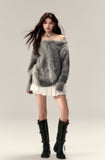 Off-shoulder design with wool knit sweater top