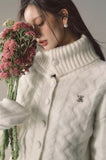 Alpaca wool knitted sweater high collar top jacket