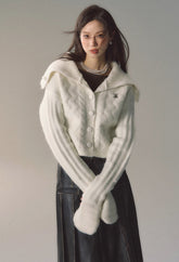 Alpaca wool knitted sweater high collar top jacket