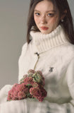 Alpaca wool knitted sweater high collar top jacket