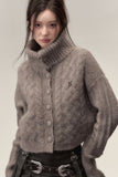 Alpaca wool knitted sweater high collar top jacket