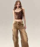 Heavy velvet lace camisole tops and bottoming shirts