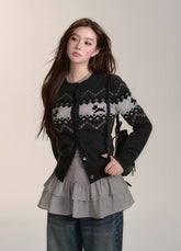 Fair Isle style puppy sweater cardigan knitted sweater top