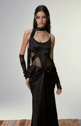 無地のフィッシュボーンスカートドレス