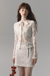 Heavy lace top + long skirt high-end two-piece suit