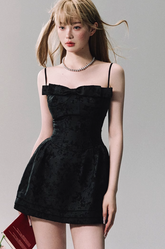 リボンデコンストラクトジャカードヘビーワークドレス