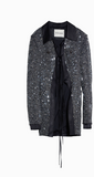 Dark Sequin Lace-Up Chanel-Inspired Suit