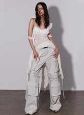 Lime White Convertible Cargo Pants