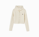 Alpaca wool knitted sweater high collar top jacket