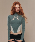 Bow lace sweet spicy T-shirt women tops