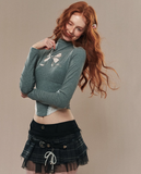 Bow lace sweet spicy T-shirt women tops