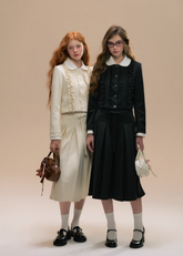 Dark Gray Striped Wool Down Jacket