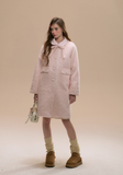 Plush Pink Bow Woolen Coat