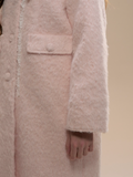 Plush Pink Bow Woolen Coat