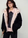 Reversible Black & Pink Faux Fur Parka