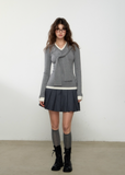 Jenny Notepad Girls V-neck Fake Two-piece College Knitted Bottoming Shirt Top