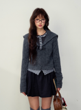 Good Girl Navy Collar Knit Cardigan