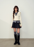 Good Girl Navy Collar Knit Cardigan