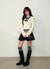 Good Girl Navy Collar Knit Cardigan