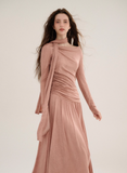 French long-sleeved knitted skirt dress