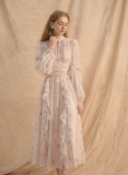 Chiffon Long-Sleeve Maxi Dress