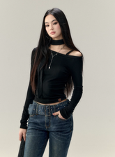 ホローストラップホルターTシャツ