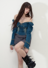 Two-wear soft denim tops for women