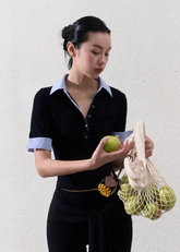 ショルダーニットヘンリーカラーポロシャツ