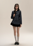 Academy Gray Striped Suit Skirt