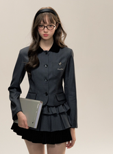 Academy Gray Striped Suit Skirt