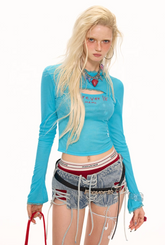 レースエッジフードTシャツ