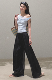 Simple Casual Look Thin Wide Leg Pants Pants