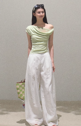 Simple Casual Look Thin Wide Leg Pants Pants