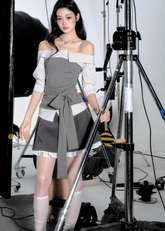 ワンショルダーストラップ半袖トップス