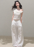 Pearlescent Wrinkle Wide-Leg Pants