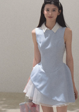 Gauze Skirt Dress with Detachable Collar