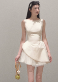 Gauze Skirt Dress with Detachable Collar