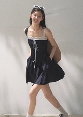 Tencel Hemp Layered Look Strap Dress