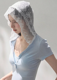 Lyocell Lace Hooded Slim Polo Top