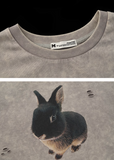 Loose Fit Distressed Rabbit T-Shirt