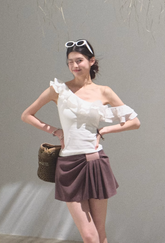 Ruffled Bohemian One-Shoulder Top